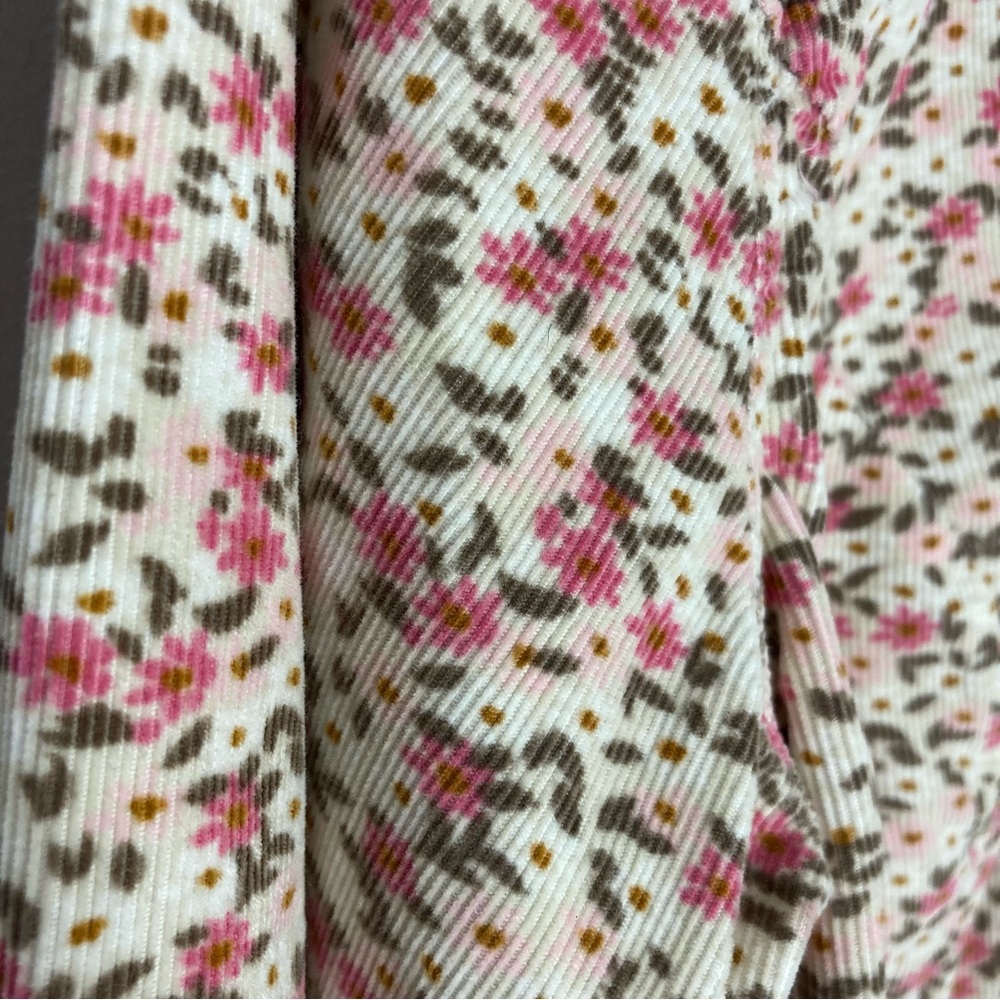 J. Jill Size Large Micro Corduroy Ditzy Floral Snap Front Button Down Shirt - Picture 6 of 9